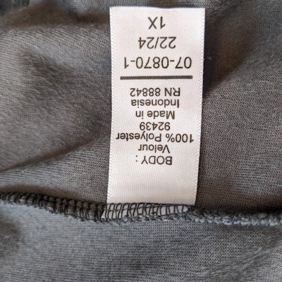 Woman Within Dark Gray Velour Blouse Size 22/24/1X - Picture 2 of 9